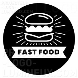 Gobo Fast Food light projection on sidewalk