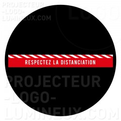 Projection lumineuse au sol bande rouge gobo Covid Respectez la distanciation