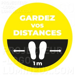 Projection lumineuse au sol panneau Gobo Covid Gardez vos distances