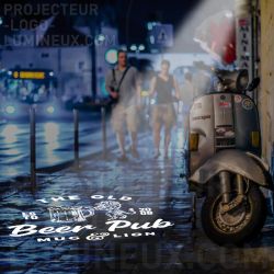 Projection logo lumineux bar trottoir