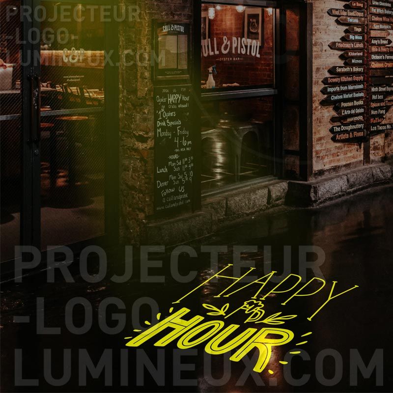 Publicidad iluminada Happy Hour Bar Restaurante Pub