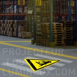 Projector panel attention forklift pedestrian crossing