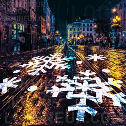 Animated snowflake light projection street sidewalk for Christmas decoration shops