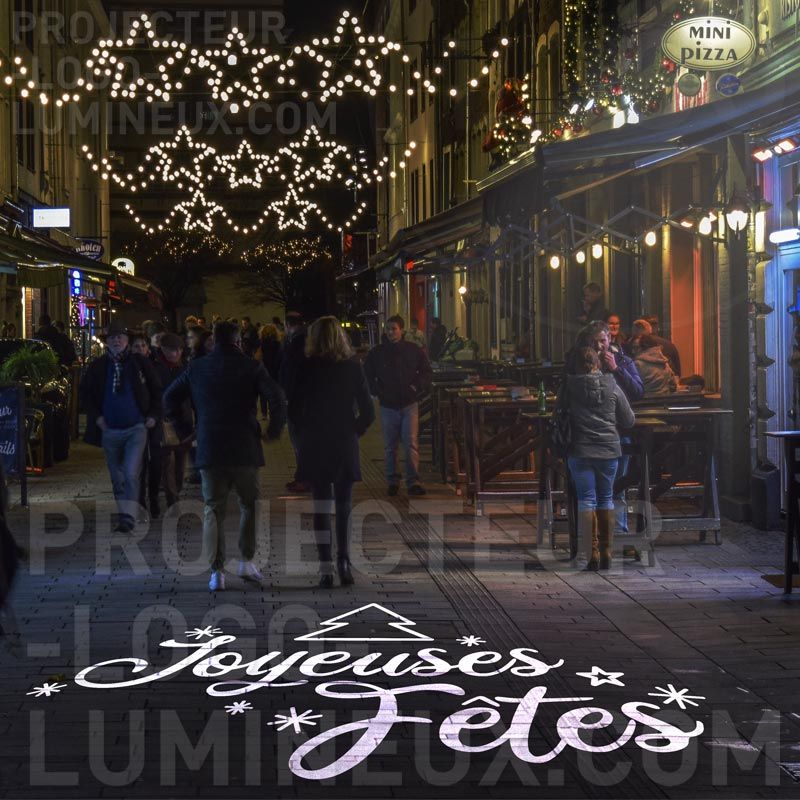 Projection décoration lumineuse Joyeuses Fêtes Projection décoration lumineuse Joyeuses Fêtes