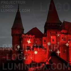 Projection étoiles lumineuses décoration Noël bâtiment