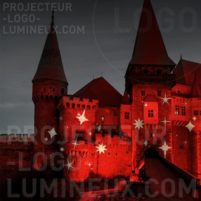 Projection étoiles lumineuses décoration Noël bâtiment Projection étoiles lumineuses décoration Noël bâtiment