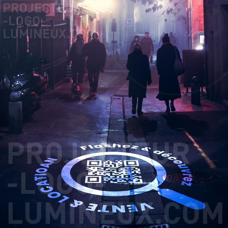 Projektion QR-Code Licht url Website Immobilienagentur Projektion QR-Code Licht url Website Immobilienagentur