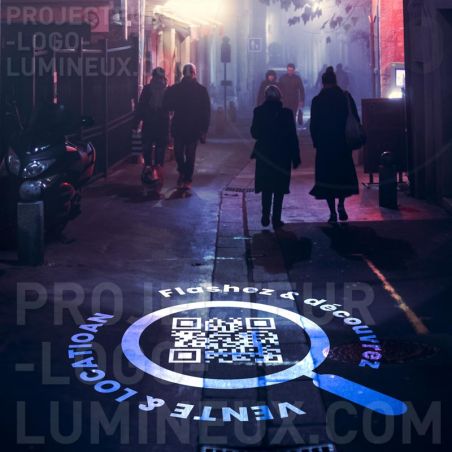 Projection QR code lumineux url site web agence immobilière