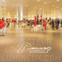 Segnaletica click and collect illuminata proiettata a terra