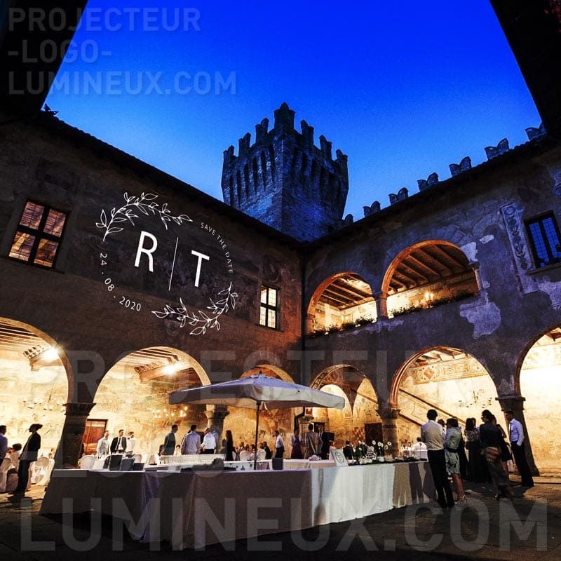 Projection monogramme lumineux mariage bâtiment Projection monogramme lumineux mariage bâtiment