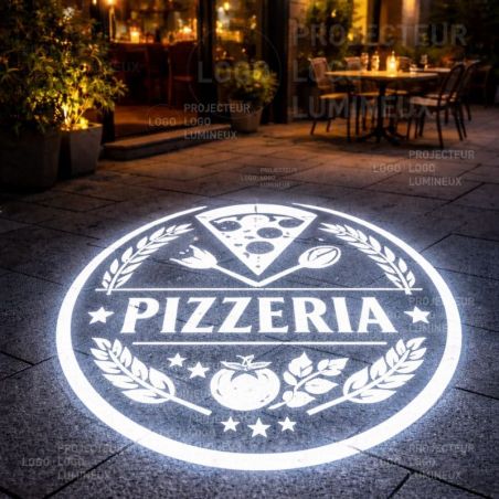 Projecteur logo lumineux pizzéria