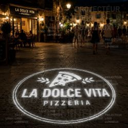 Projecteur Logo Lumineux LED 50W Extérieur – Projection de Logo pour Pizzeria – Blanc Fixe ou Rotatif