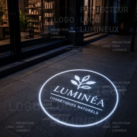 Projection logo lumineux trottoir