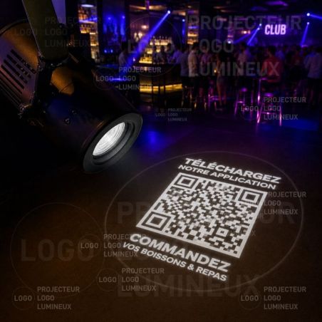 Projecteur QR Code Lumineux pour Restaurants et Bars – Affichage interactif pour commande en ligne
