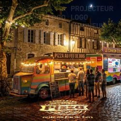 Projecteur visuel pizza au feu de bois pour foodtruck