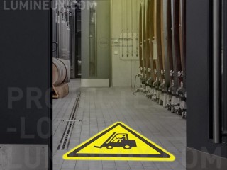 Warning sign projection forklift wine cellar